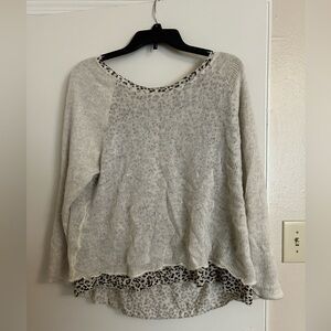 Boutique Cream Sweater with Animal Print Slip - XL
